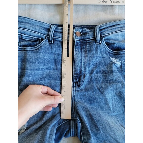 Judy Blue Womens 3 29x29 Jeans Boyfriend Mid Rise Distressed Stretch Logo Medium - Picture 9 of 16